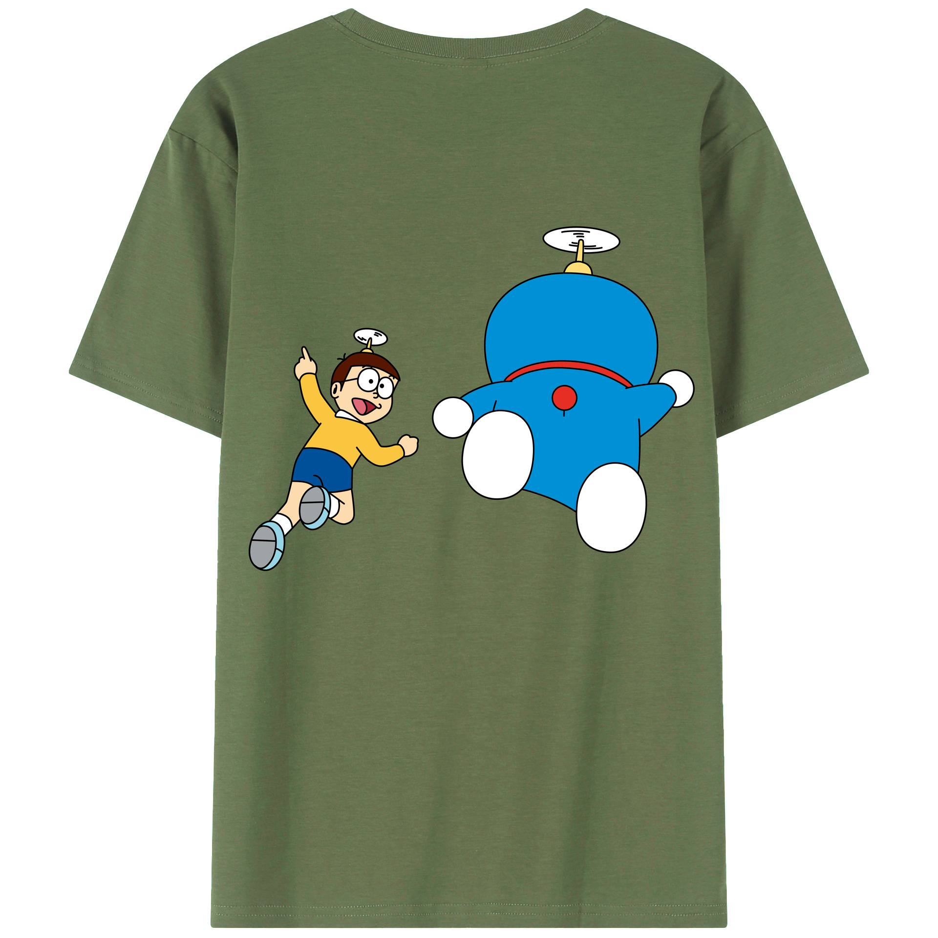（画像用） ドラえもん 野比 のび太 Doraemon Nobita Nobi 綿100％ メンズ半袖Tシャツ（バックプリント） 通気性
